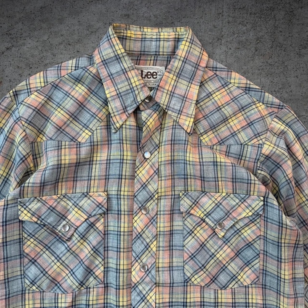 True Vintage 70's Lee Pear Snap Plaid Western Button Up Shirt Cowboy Rodeo BOHO